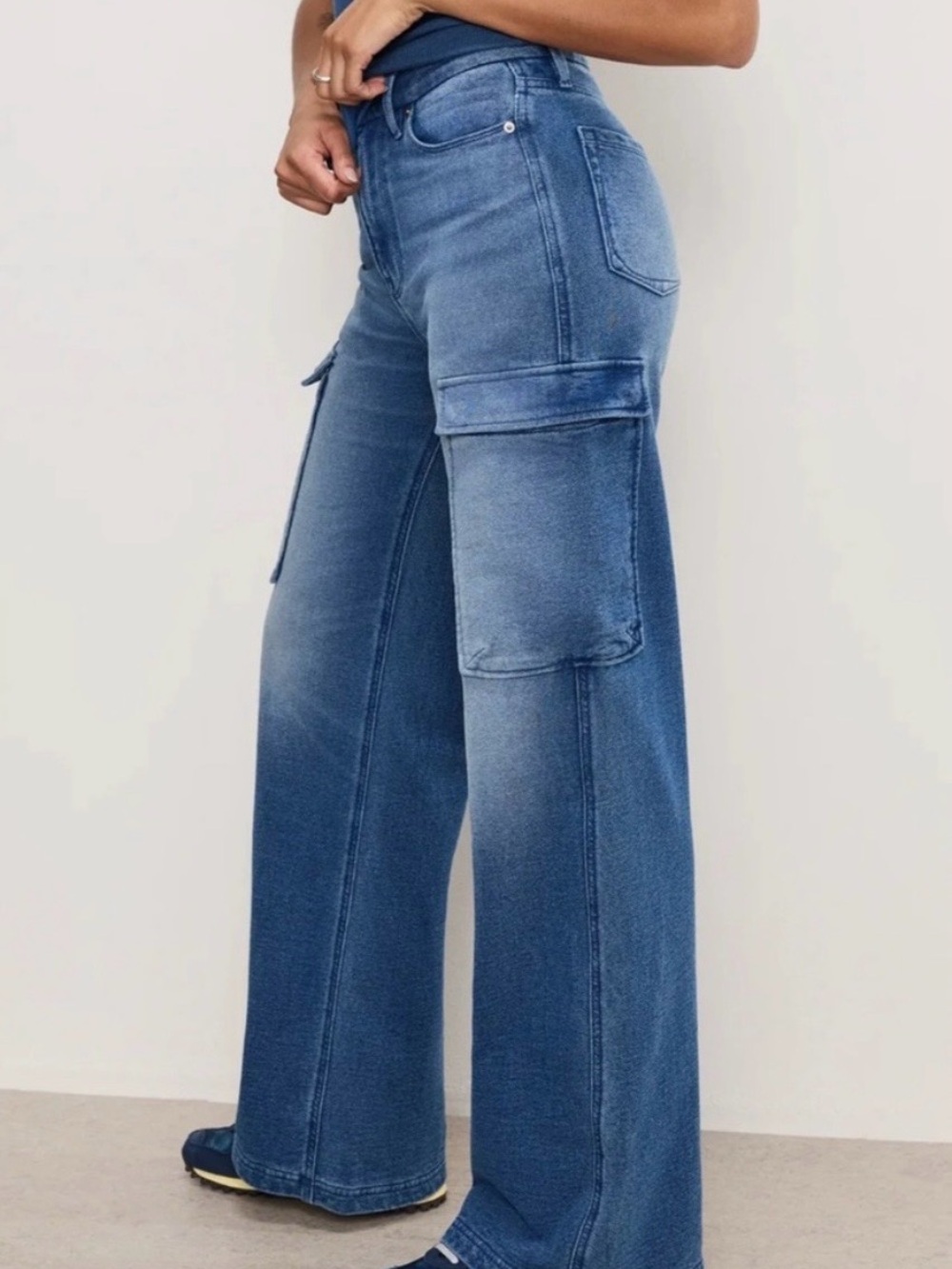 Good American Jeanius Good Skate Cargo Pants Indigo900 10/30 NWT